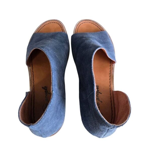Free People Mont Blanc Blue Suede Sandals Size 381/2 US 8 - Picture 7 of 15